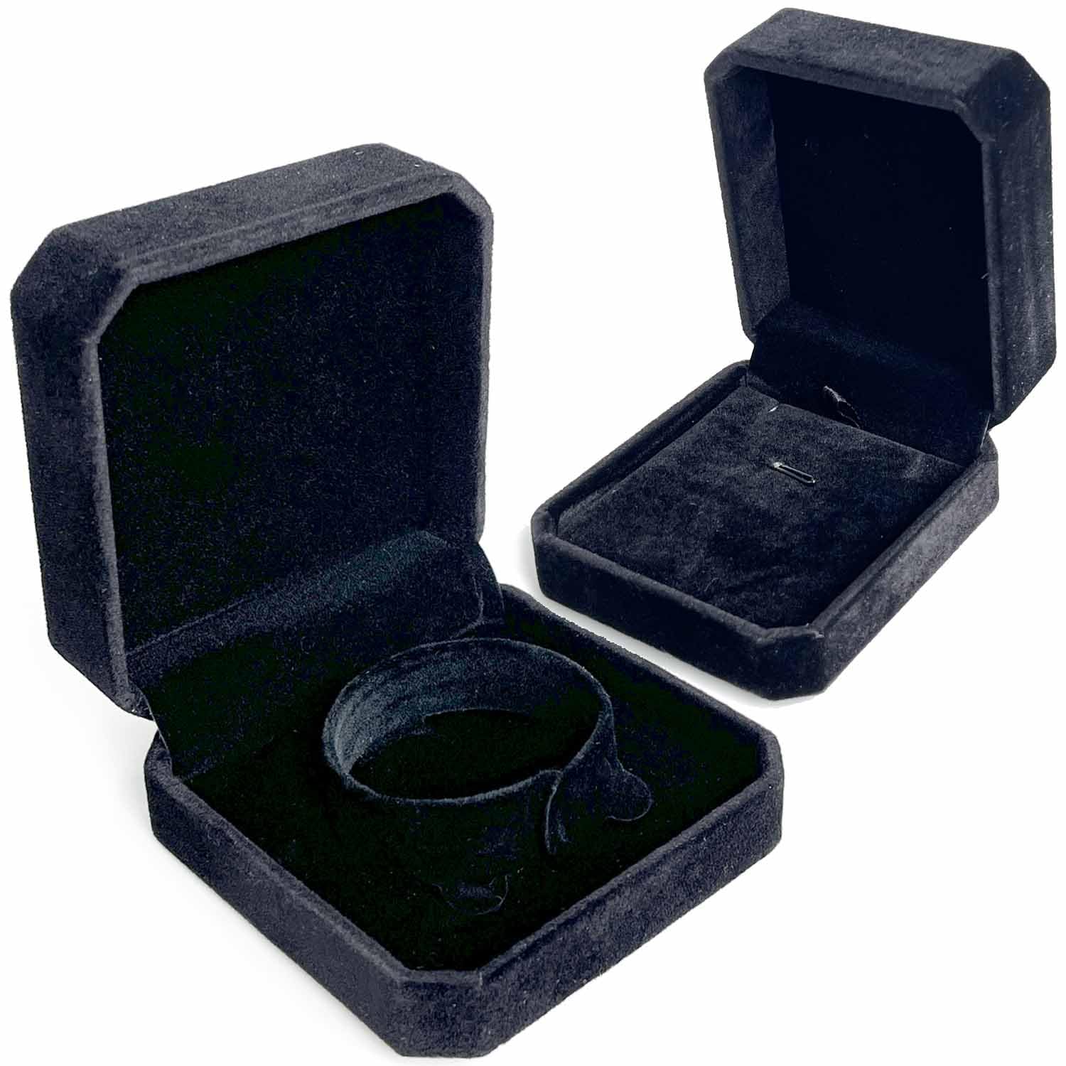 ARTSY CRAFTS INC 2 Pieces Velvet Jewelry Gift Box for Bracelet Bangle and Pendant Necklace Velvet Jewel Travel Box Display Storage Case (Black Velvet)