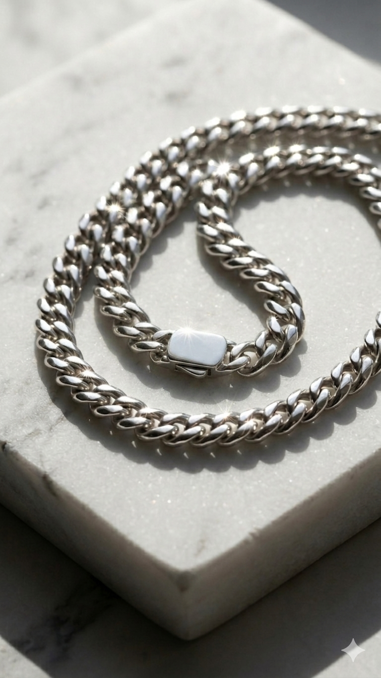 FEEL STYLE Cuban Link Chain for Men Women - Stainless Steel Cuban Chain Necklace - Silvr Mens Chain Necklaces Miami Curb Chain Necklace - 10mm Cuban Chain Hip Hop Jewelry 22Inch